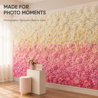 Mur de fleurs blanches artificielles, dégradé de lumière, plantes de mariage, Restaurant, hôtel, librairie, fête de famille, noël