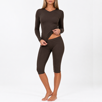 Nouvel ensemble de yoga à manches longues, pantalon de sport capri extensible, ensemble de fitness deux pièces taille haute pour femme.