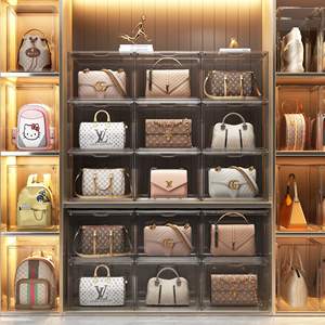 Boîte de rangement transparente en <span class=keywords><strong>plastique</strong></span> empilable pour sacs à bandoulière, anti-poussière, avec ouverture magnétique, présentoir transparent pour sacs à main de femme - Product Image 3