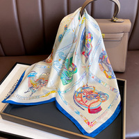 Accessoire de mode Vente en gros Foulard en soie Châle carré plumes 70cm pour femmes