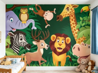 Papel Tapiz 3D de Diseño de Dibujos Animados, Papel Tapiz Mural para Habitación Infantil, Papel Tapiz de Fondo para Habitación de Niños