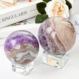 Venta al por mayor de nuevas bolas de ágata de amatista natural con rayas, esferas de cristal de cuarzo curativas para decoración del hogar y regalos - Product Image 5