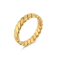 Bague en acier inoxydable minimaliste personnalisable avec logo, résistante au ternissement, forme torsadée géométrique, pour bijoux de fête de fiançailles