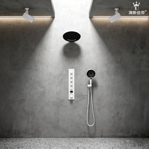 Ensemble de pomme de douche minimaliste en acier inoxydable avec affichage numérique intelligent, robinets de salle de bain pour la maison - Product Image 6