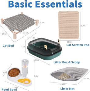 Kit comprenant un bol <span class=keywords><strong>pour</strong></span> <span class=keywords><strong>chat</strong></span>, une litière, un lit <span class=keywords><strong>hamac</strong></span>, une brosse, un coupe-ongles <span class=keywords><strong>pour</strong></span> animaux de compagnie, un grattoir, des jouets interactifs et plus d'essentiels <span class=keywords><strong>pour</strong></span> chats - Product Image 6
