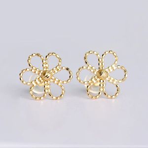 Xinfly 18k Gold Earrings <b>Small</b> Fresh Earrings Au750 Plain Gold Lace Earrings Gold Braided Exquisite Sunflower - Product Image 5
