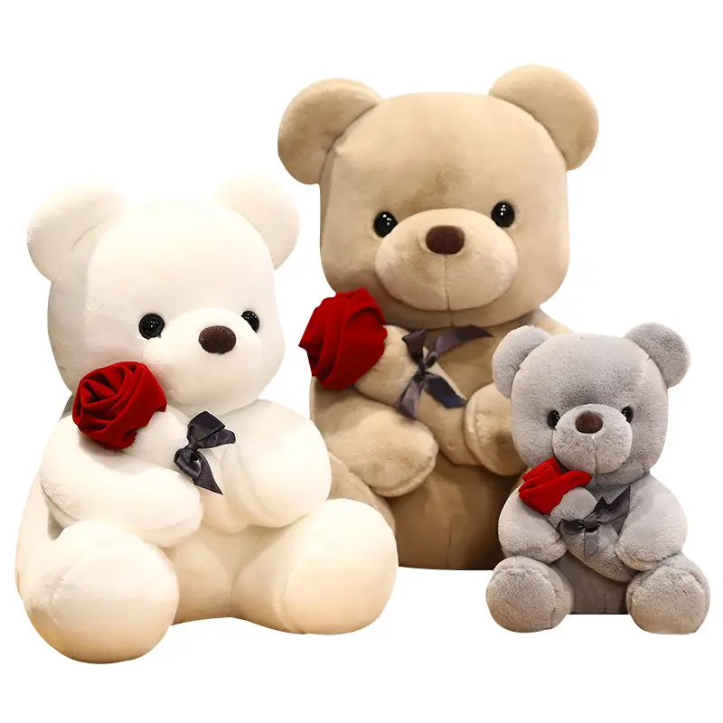 New Valentines Thú nhồi bông sang trọng tình yêu gấu Đồ chơi sang trọng với món quà hoa hồng gấu Đồ chơi nhồi bông