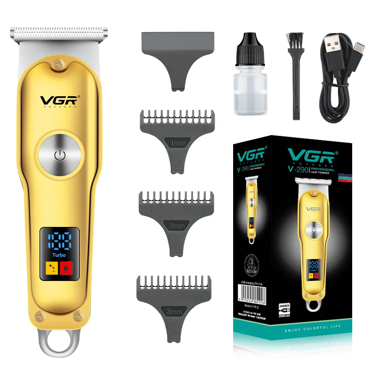 VGR V-290 T Blade Zero Cut Machine Sans Fil Barber Électrique Rechargeable Professionnel Tondeuse à Cheveux pour Hommes