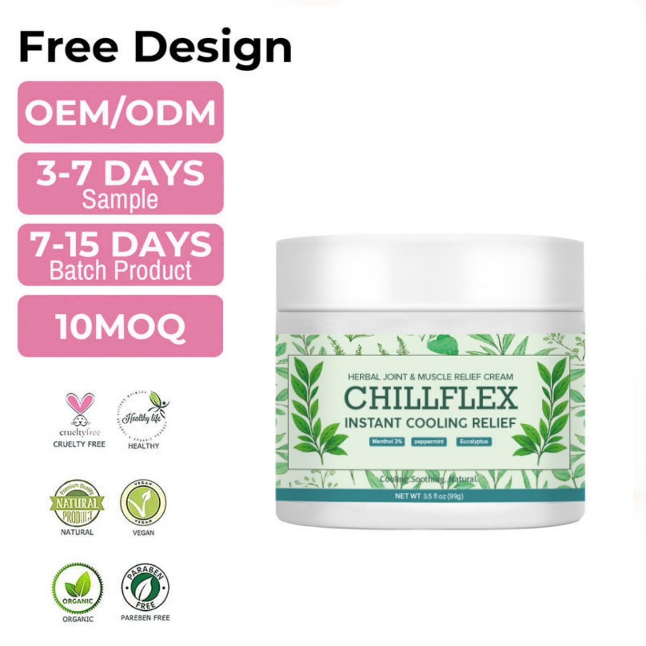 Wholesale Customised Organic Herbal Ointment for Relieving Joint and Muscle Pain, Soothing the Body Mint Pain Relief Ointment