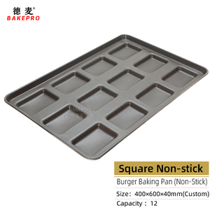 Bandeja para Hornear Hamburguesas <span class=keywords><strong>de</strong></span> Aluminio Antiadherente y Ecológica HB-15Y4 <span class=keywords><strong>de</strong></span> 40 mm <span class=keywords><strong>de</strong></span> Grosor con 15 Moldes Consecutivos para <span class=keywords><strong>Pan</strong></span> y Moldes Largos para Pasteles - Product Image 6