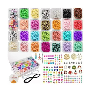 Juego de 31000 Cuentas de Vidrio, Cuentas con Letras del Alfabeto, Cuentas con Caras Sonrientes y Frutas, para Manualidades y Joyería DIY - Product Image 1