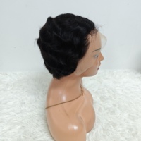 Promotion : Perruques Lace Frontal 13x4 à coupe courte, ondulations au doigt, en cheveux humains brésiliens 100% naturels, vente en gros très prisée