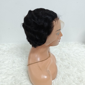 Promotion : Perruques Lace Frontal 13x4 à coupe courte, ondulations au doigt, en cheveux humains brésiliens 100% naturels, vente en gros très prisée - Product Image 3