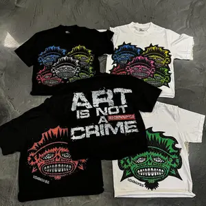 Vente chaude de haute qualité t-shirt court pour hommes hip-hop personnalisé 100% coton t-shirt boxy pour hommes à motif court