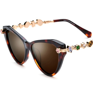 Acetate <strong>Gem</strong> cat Eye Sunglasses Male Lady Trend Polarized Sunglasses Driving Glasses - Product Image 4