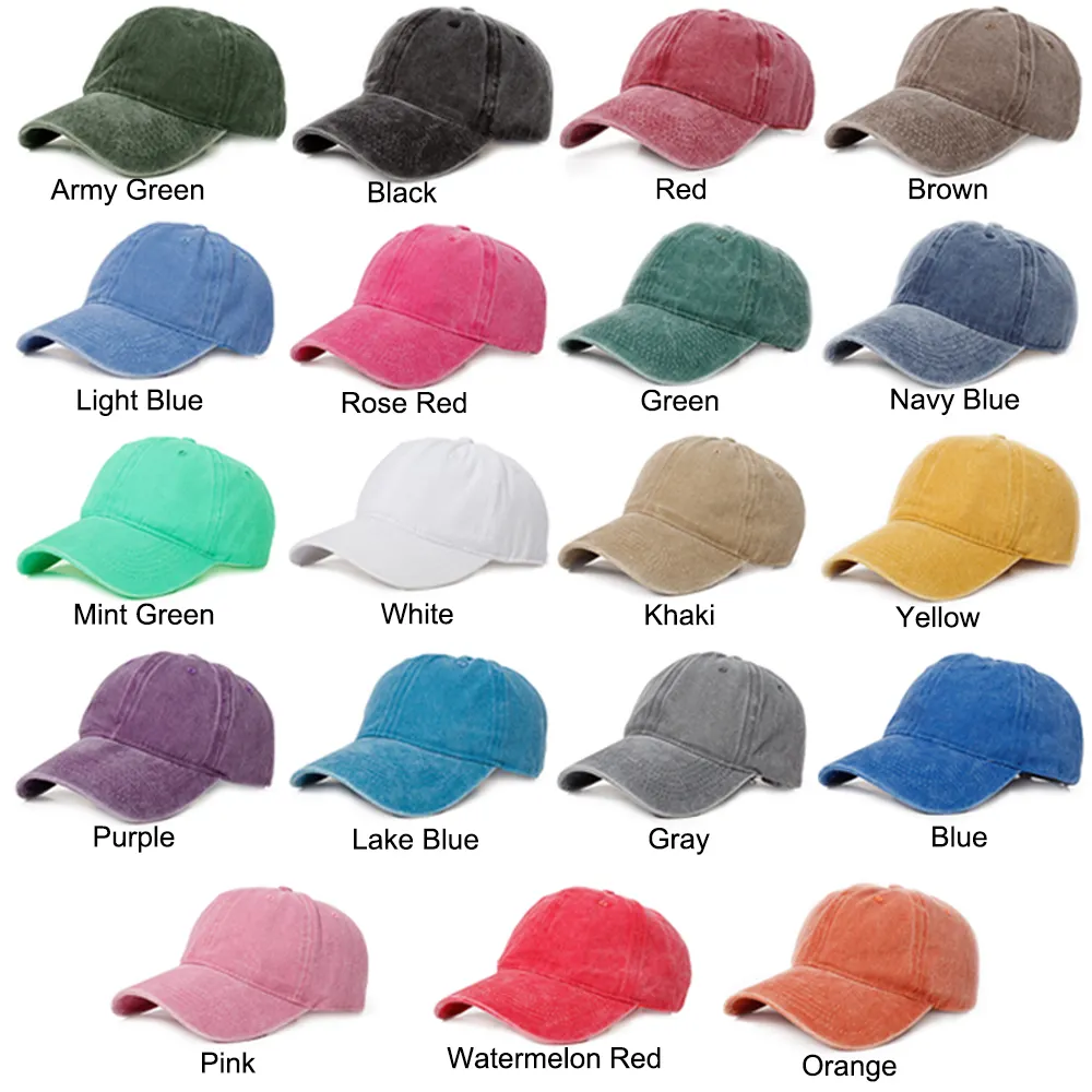 หมวกเบสบอล6แผงผ้าฝ้ายย้อนยุคสีทึบปักโลโก้ได้ตามต้องการหมวกพ่อสไตล์วินเทจฟอกสี