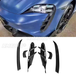 6Pcs Car Real Carbon Fiber Front Bumper <b>Splitter</b> Air Vent Fender Trim Cover Decoration Sticker for Porsche Taycan 2018-2022 - Product Image 1
