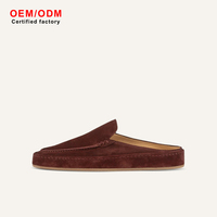 ODM Premium - Mules Minimalistas de Piel Auténtica y Cachemira para Hombre, Zapatos Casuales Tipo Pantuflas, Transpirables, Planos, para Verano
