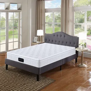 Colchão de cama com travesseiro, colchão de algodão tipo Bonnell para hotel, tecido em formato Queen King, espuma de látex com memória, colchão de primavera