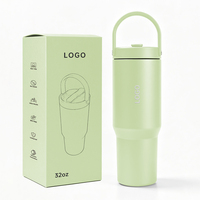 Bouteille isotherme sous vide en acier inoxydable de 32 oz, anti-fuite, avec couvercle à paille et bec verseur amovible, maintient au chaud 12h / au froid 24h