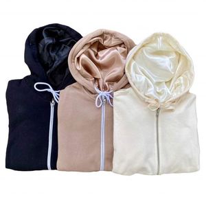 Survêtements unisexes en coton 100% avec fermeture éclair intégrale, couleur unie, logo personnalisé sur le devant, en <span class=keywords><strong>polaire</strong></span> gaufrée, satin néon de luxe, Hiver 2026 - Product Image 2