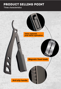 Pisau Cukur Lipat Dua Sisi Merk Sendiri untuk Salon dan Barber, Rasiermesser, dan Set Kuas - Product Image 6