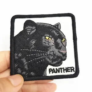 Custom animal tiger logo square embroidered iron patches