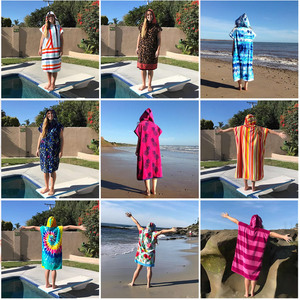 Private Label Quick Dry Light Weighted Microfiber Adult Hooded Surf <strong>Poncho</strong> Beach Towel - Product Image 6