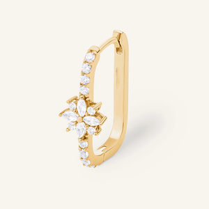 Orecchini a Cerchio Ovali a Forma di U LOZRUNVE con Cristalli Marquise <span class=keywords><strong>e</strong></span> Fiori, Gioielli Raffinati in Argento 925 con Zirconi - Product Image 1