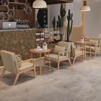 Ensemble table et chaises de café en bois massif nordique, mobilier de salon commercial pour café, restaurant, avec coussin, style moderne