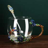 Ensemble de tasses en verre émaillé - Luxe léger - Résistant à la chaleur - Cadeau pour femme pour le café, le thé et le petit-déjeuner