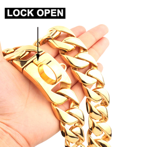 Hip Hop in acciaio inox metallo 32mm oro catena cubana cani toro piombo collari pesanti per Pitbull - Product Image 5