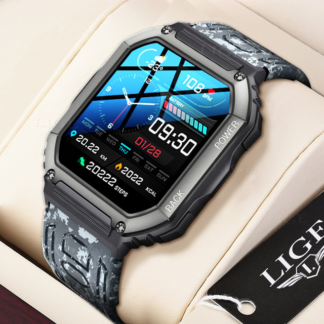 LIGE KR06 BW0417 GPS Smart Watches Sport Track Fitness Music Play Blue Tooth Dial Call Men Waterproof Smartwatch for IOS Android