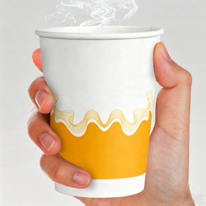 Gobelet à café jetable en papier avec logo personnalisé pour boissons chaudes/froides 8oz 12oz blanc compostable, vente en gros - Product Image 2