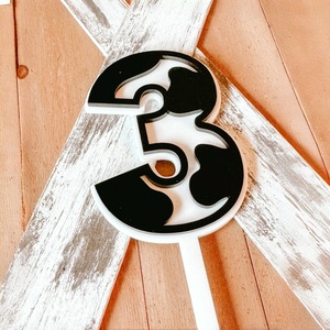 ท็อปเปอร์เค้กลายวัวน่ารัก รูปทรงเลข 3 ทำจากอะคริลิค สำหรับตกแต่งงานวันเกิดเด็กแรกเกิด - Product Image 3