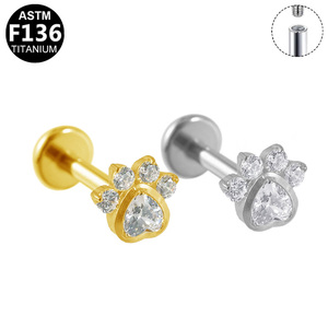 Getta Women's Vintage ASTM F136 Titanium Lip Ring Cute Cherry Cartilage Helix Piercing Earrings Zircon Internal Thread Wedding - Product Image 6