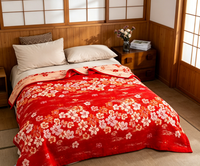Couverture en gaze de coton jacquard écologique - Amour des fleurs rouge 200x230cm pour usage domestique toutes saisons