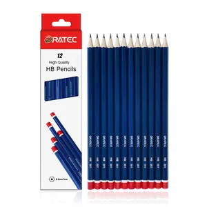 READY TO SHIP HOT SELLING SET 12 PACKED CUSTOMIZED WOODEN HB PENCILS WITH RED DIP END FOR SCHOOL AND OFFICE