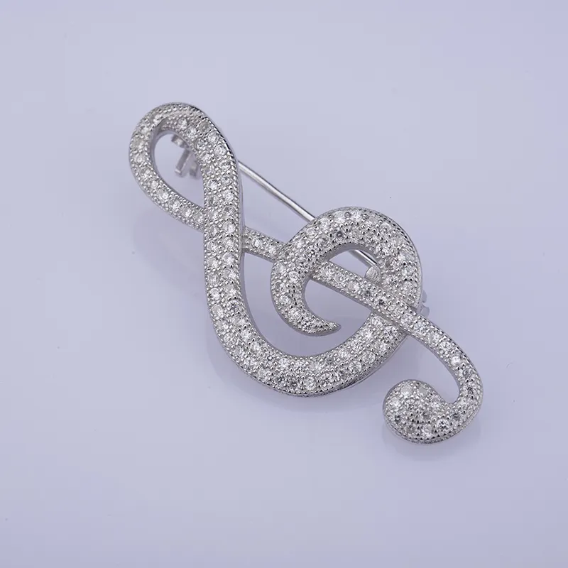 New Product Rhinestone Crystal Vintage musical note Pin Brooches