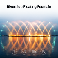 Fuente Flotante Musical Personalizada para Ríos, Fuente de Agua Grande para Exteriores con Luz RGB, Decoración Acuática para Paisajes Rurales