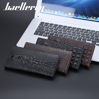 Baellerry dompet tipis bisnis genggam ritsleting multi-posisi kepala buaya kulit PU panjang kustom desain populer