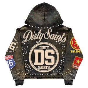 Áo hoodie nam vintage phai màu nắng, may sẵn, kiểu dáng rộng, chất liệu cotton 100%, có khóa kéo, đính đá, dành cho mùa đông - Product Image 3