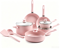 Ensemble de casseroles en céramique saines et antiadhésives, ensemble de 12 pièces, casseroles et poêles, passe au lave-vaisselle, poignée confortable.
