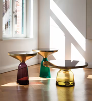 Mini Table d'appoint ronde en verre Transparent Table de dîner lumière luxe salon chambre meubles café Boutique Table d'appoint