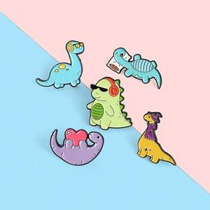 Nuevo color dinosaurio <span class=keywords><strong>serie</strong></span> broche dibujos animados música encantadora dinosaurio amor dinosaurio aleación broche ajustado esmalte pines - Product Image 5