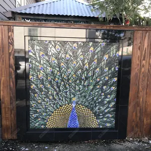 Benutzer definierte Bild Blume Pfau Hand geschnitten Glas Mosaik Fliesen Wand kunst Muster Lieferungen für moderne Hotel Restaurant Wand projekt