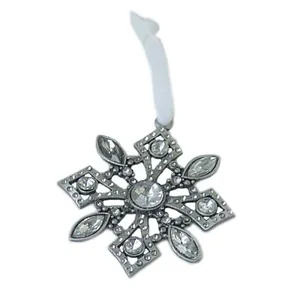 Antikes Zinn mit klaren Acryl steinen Jeweled Christmas Snowflake Ornament