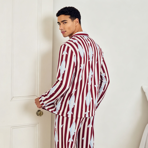 Ensemble de pyjamas pour hommes en coton rafraîchissant, motif rayé poisson, pyjama personnalisé en bambou, vêtements de nuit, fabricant en gros - Product Image 6