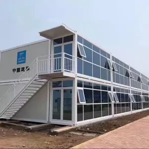 Collective dormitory room up and down two floors with staircase and Connecting corridor container house