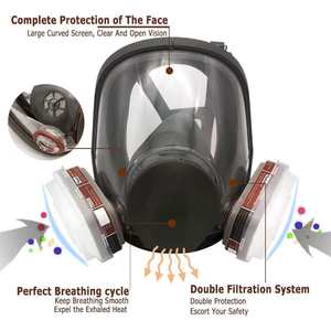 Masque à gaz intégral respiratoire EN136 en silicone anti-buée avec large champ de vision et double filtre pour la protection industrielle contre les produits chimiques et la pulvérisation de peinture - Product Image 6